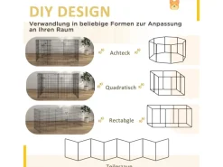 PawHut Kleintierbedarf^Welpenauslauf Hundelaufstall Metall Schwarz 61L x 4B x 76H cm