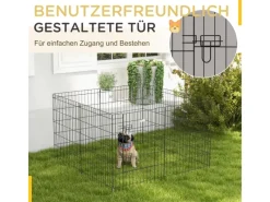 PawHut Kleintierbedarf^Welpenauslauf Hundelaufstall Metall Schwarz 61L x 4B x 76H cm