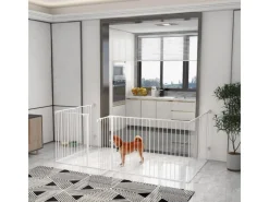 PawHut Kleintierbedarf^Welpenauslauf Klappbar 90 cm Hoch mit 8 Platten Tür