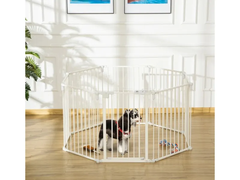 PawHut Kleintierbedarf^Welpenauslauf mit Tür Klappbar 8 Paneele