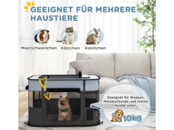 PawHut Welpenauslauf Oxford-Stoff Nylonnetz Grau 94L x 74B x 60H cm