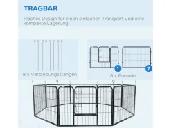 PawHut Kleintierbedarf^Welpenfreigehege Freigehege Welpenzaun Laufgitter Laufstall 80 x 60 cm