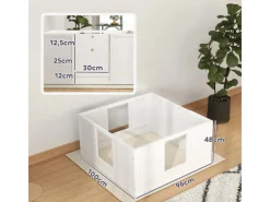 PawHut Wurfkiste für Welpen Kiefernholz MDF Weiß 100L x 96B x 48H cm