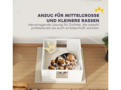 PawHut Wurfkiste für Welpen Kiefernholz MDF Weiß 100L x 96B x 48H cm