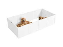 PawHut Wurfkiste für Welpen Kiefernholz MDF Weiß 196L x 96B x 48H cm