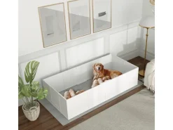 PawHut Wurfkiste für Welpen Kiefernholz MDF Weiß 196L x 96B x 48H cm