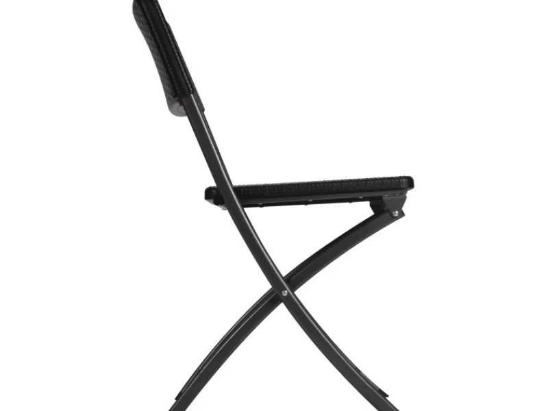 Perel Stühle^Klappstuhl Polyrattan-Optik Schwarz