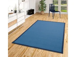 Bordüren^Pergamon Sisalteppich Natura Klassisch mit Bordüre Blau 150x150cm