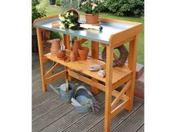 Promadino Pflanztisch klappbar mit verzinkter Arbeitsfläche 45 cm x 97 cm x 88 cm