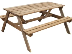Andrewex Sitzbänke^Picknick-Gartentisch Holz Braun 71,2 cm x 130,5 cm x 148 cm