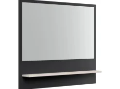 Posseik Garderoben^Flurspiegel Paneel Beauregard-L mit Rahmen und Ablage Creme-Grafit