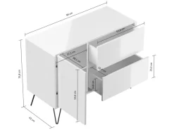 Posseik Sideboard Industrial S 2 Schubladen 1 Tür 100 cm Top