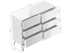 Posseik Sideboard Industrial M 6 Schubladen 120 cm Top