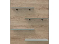Posseik Möbelserien^Wandregal Elite 4 Glasablagen 52 cm x 60 cm Eiche