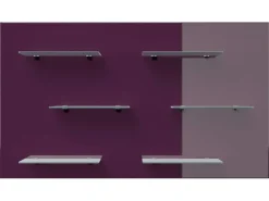 Posseik Schweberegale^Wandregal Elite 6 Glasablagen 104 cm x 60 cm Brombeer