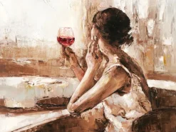 Pro Art Bilder^Bild Canvas-Art Girl With Wine Glass 120 cm x 90 cm
