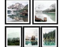 Pro Art Bilder^Bilder Framed Art Mountain Lake IX 2x 28 cm x 28 cm, 3x 19 cm x 24 cm