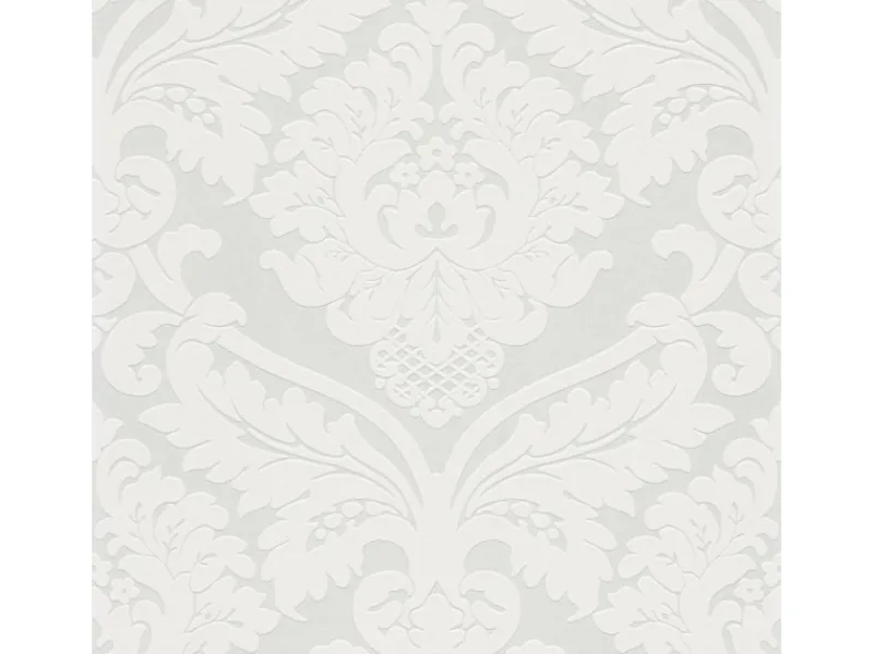 Tapetenmuster^PROFHOME 554338-GU Barock Tapete Ornament Schimmernd Weiß Perl-Weiß 0,53 m x 10,05 m 5,33 m2 Weiß