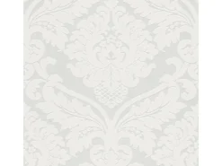 Tapetenmuster^PROFHOME 554338-GU Barock Tapete Ornament Schimmernd Weiß Perl-Weiß 0,53 m x 10,05 m 5,33 m2 Weiß