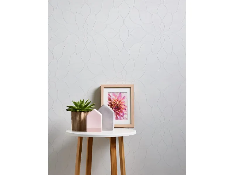 PROFHOME 950710-GU Blumen Tapete Floral Matt Weiß 0,53 m x 10,05 m 5,33 m2 Weiß