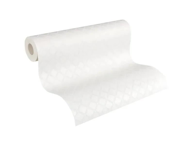 PROFHOME 528117-GU Grafik Tapete Rauten Muster Matt Weiß 0,53 m x 10,05 m 5,33 m2 Weiß