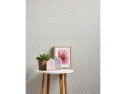 PROFHOME 528117-GU Grafik Tapete Rauten Muster Matt Weiß 0,53 m x 10,05 m 5,33 m2 Weiß