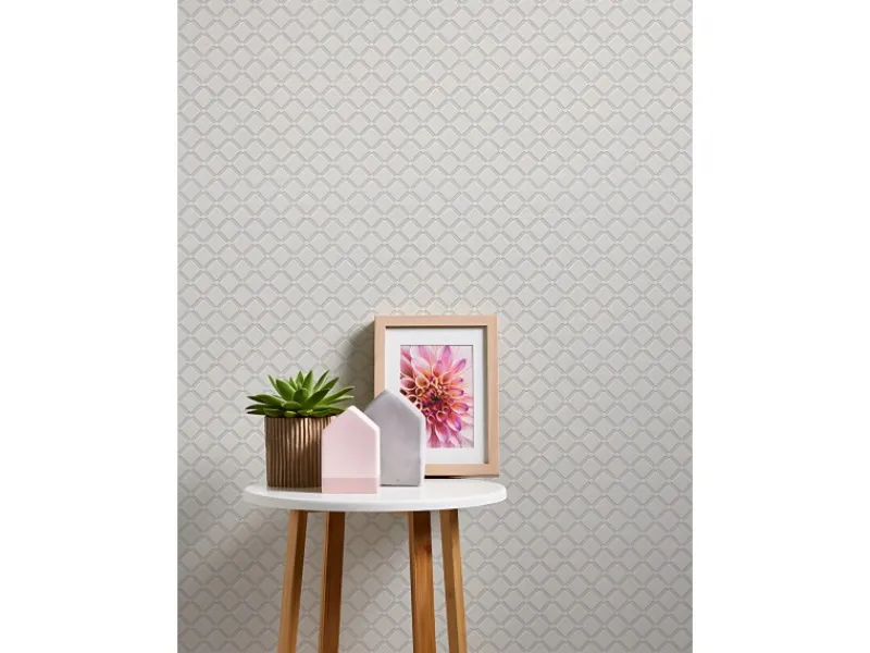 PROFHOME 528117-GU Grafik Tapete Rauten Muster Matt Weiß 0,53 m x 10,05 m 5,33 m2 Weiß