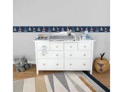 Bordüren^PROFHOME 403757-GU Grafik Tapete Kindertapete Matt Blau Rot Gelb 0,75 m2 0,15 m x 5,00 m 0,75 m2 Blau