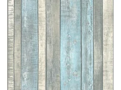 Dekorative Tapeten^PROFHOME 319932-GU Holz Tapete Holzoptik Matt Blau Grau Creme 0,53 m x 10,05 m 5,33 m2 Blau