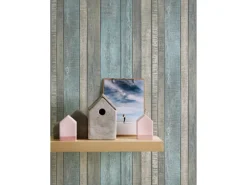 Dekorative Tapeten^PROFHOME 319932-GU Holz Tapete Holzoptik Matt Blau Grau Creme 0,53 m x 10,05 m 5,33 m2 Blau