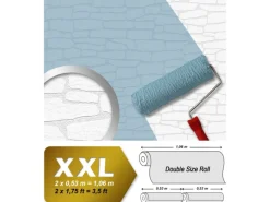 Überstreichbare Tapeten^PROFHOME 355515-GU Stein Kacheln Tapete Natur Matt Weiß 1,06 m x 25,00 m 26,50 m2 Weiß