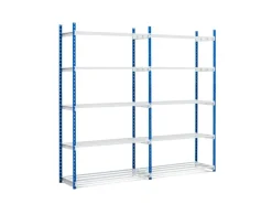 PROREGAL Aktenregal Maximus Doppelseitig HxBxT 200 x 150 x 68 cm 5 Ebenen Offener Fachboden Bis Zu 180 Archivordnern Lichtblau & Lichtgrau