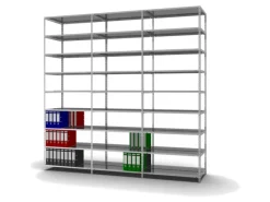 PROREGAL Büroregale^Aktenregal Schraubsystem Grundregal HxBxT 290 x 100 x 60 cm 9 Ebenen Fachlast 90 kg Mit Deckboden Beidseitig Nutzbar