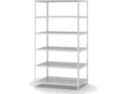 PROREGAL Aktenregal Schraubsystem Grundregal HxBxT 185 x 100 x 60 cm 6 Ebenen Fachlast 90 kg Mit Deckboden Beidseitig Nutzbar