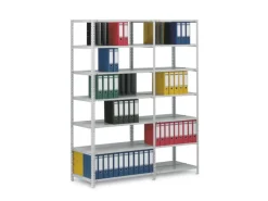 PROREGAL Aktenregal Schraubsystem Grundregal HxBxT 185 x 100 x 60 cm 6 Ebenen Fachlast 90 kg Mit Deckboden Beidseitig Nutzbar