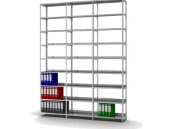 PROREGAL Büroregale^Aktenregal Schraubsystem Grundregal HxBxT 290 x 75 x 30 cm 9 Ebenen Fachlast 60 kg Mit Deckboden Einseitig Nutzbar