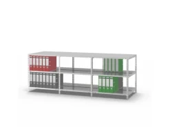 PROREGAL Büroregale^Aktenregal Schraubsystem Grundregal HxBxT 80 x 75 x 60 cm 3 Ebenen Fachlast 90 kg Mit Deckboden Beidseitig Nutzbar