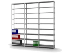 PROREGAL Büroregale^Aktenregal Schraubsystem Grundregal HxBxT 290 x 100 x 30 cm 9 Ebenen Fachlast 60 kg Mit Deckboden Einseitig Nutzbar