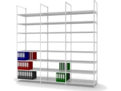 PROREGAL Aktenregal Schraubsystem Grundregal HxBxT 290 x 100 x 60 cm 8 Ebenen Fachlast 90 kg Ohne Deckboden Beidseitig Nutzbar