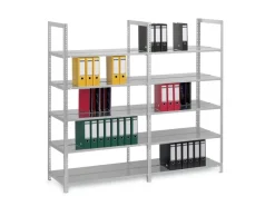 PROREGAL Aktenregal Schraubsystem Grundregal HxBxT 185 x 100 x 60 cm 5 Ebenen Fachlast 90 kg Ohne Deckboden Beidseitig Nutzbar