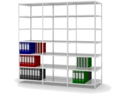 PROREGAL Büroregale^Aktenregal Schraubsystem Grundregal HxBxT 220 x 75 x 60 cm 7 Ebenen Fachlast 90 kg Mit Deckboden Beidseitig Nutzbar