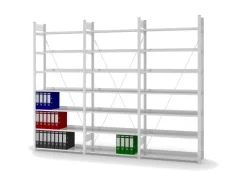 PROREGAL Büroregale^Aktenregal Stecksystem T-Profil Grundregal HxBxT 235 x 100 x 30 cm 7 Ebenen Fachlast 60 kg Einseitig Nutzbar