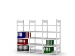 PROREGAL Büroregale^Aktenregal Stecksystem T-Profil Grundregal HxBxT 175 x 75 x 60 cm 5 Ebenen Fachlast 90 kg Beidseitig Nutzbar