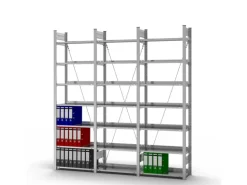 PROREGAL Büroregale^Aktenregal Stecksystem T-Profil Grundregal HxBxT 235 x 75 x 30 cm 7 Ebenen Fachlast 60 kg Einseitig Nutzbar