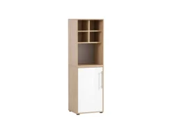 PROREGAL Büroregale^Aktenregal Swan Small HxBxT 84 x 51 x 41 cm 2 Fächern Eiche & Weiß