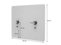 PROREGAL Akustik-Tischtrennwand HxBxT 60x65x2 cm Doppelwandig Stoff Büro-Sichtschutz Schreibtisch Pinnwand
