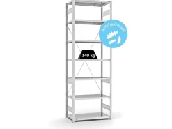 PROREGAL Kunststoffregale^Antibakterielles Fachbodenregal Stecksystem T-Profil HxBxT 300 x 100 x 50 cm 7 Ebenen Traglast 140 kg Antibakterielle Beschichtung Weiß