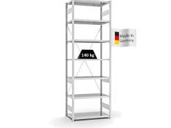 PROREGAL Kunststoffregale^Antibakterielles Fachbodenregal Stecksystem T-Profil HxBxT 300 x 100 x 50 cm 7 Ebenen Traglast 140 kg Antibakterielle Beschichtung Weiß