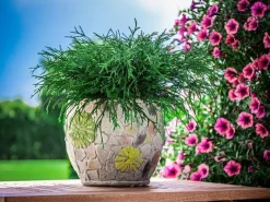 PROREGAL Vasen^Blütentopf mit Mosaik, Grau, Keramik, 22x22x19cm