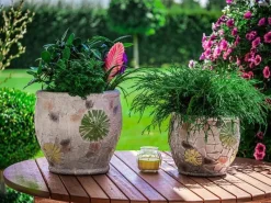 PROREGAL Vasen^Blütentopf mit Mosaik, Grau, Keramik, 22x22x19cm